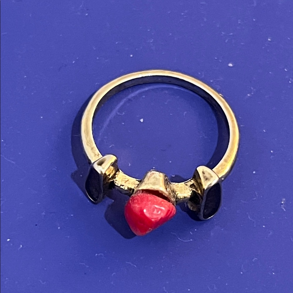 Free People Gold Ring with Red Stone